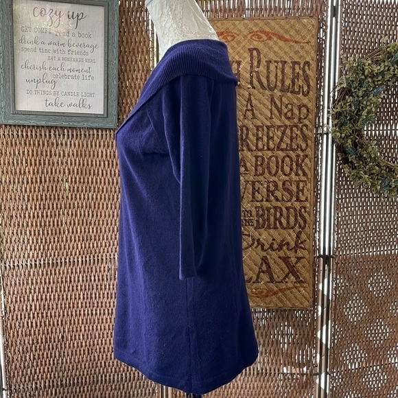 Belford Cashmere Blue Vintage Boatneck or Cowl Collar Sweater - Picture 2 of 12